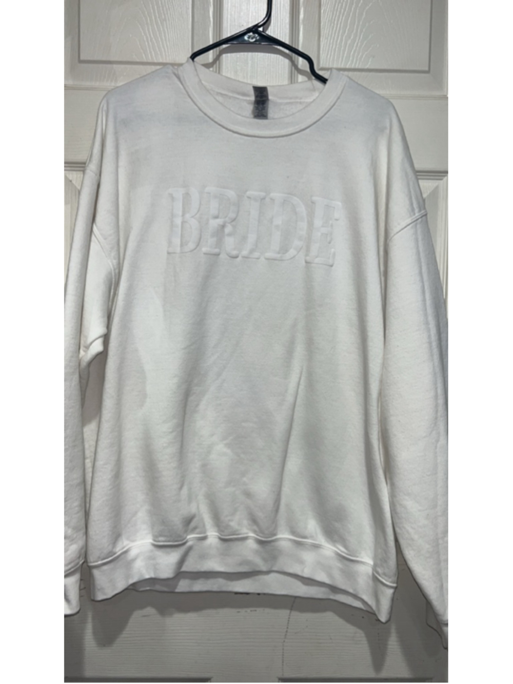 Women's Gildan White Bride Crewneck Sweatshirt XL